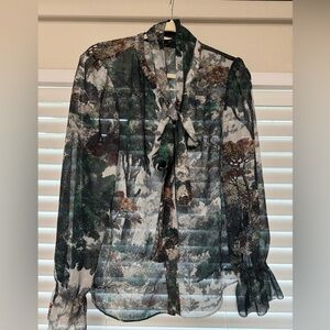 White House Black Market Multicolor Sheer Blouse